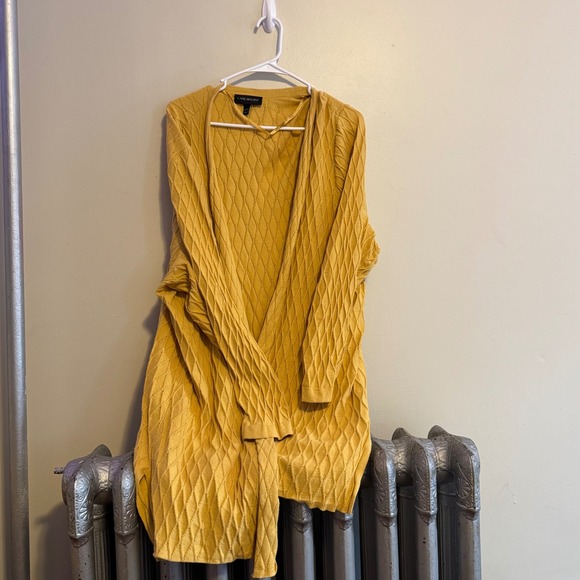 Lane Bryant Sweaters - Women's Yellow Diamond Knit Long Sleeve Open Front Cardigan Sweater Plus 22/24